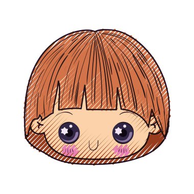 yüz ifadesi Depresyonda olan küçük çocuk başkanı kawaii silüeti renkli pastel boya