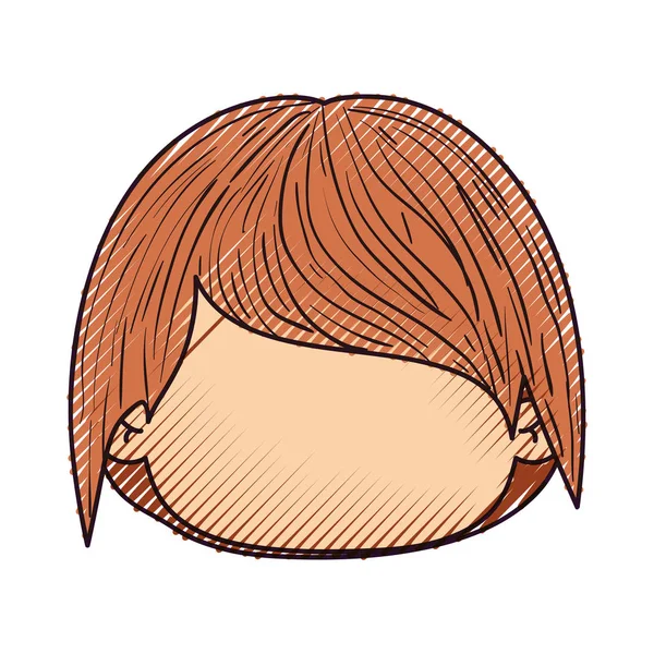 Кольоровий крейдяний силует безликої голови маленької дитини з коротким волоссям — стоковий вектор