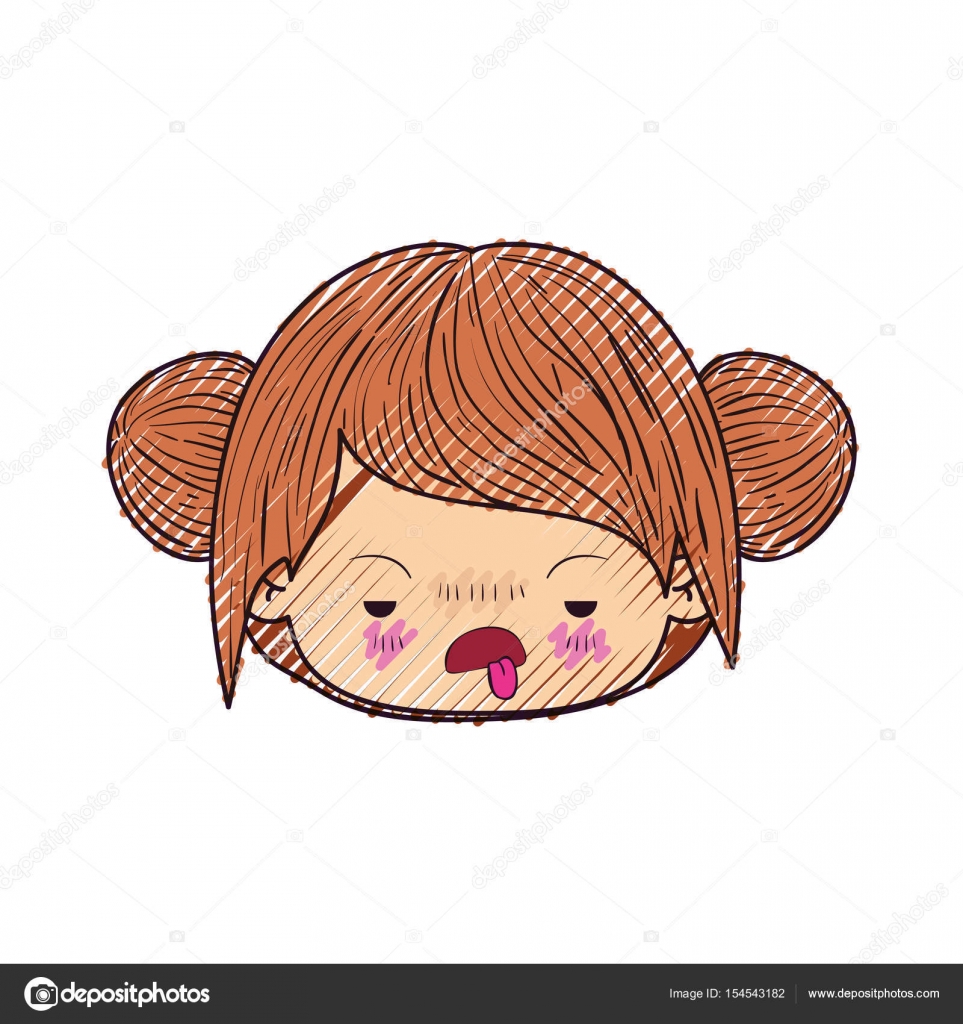 Colored Crayon Silhouette Of Kawaii Head Cute Little Girl