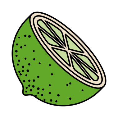 yarım limon meyve ile renkli siluet