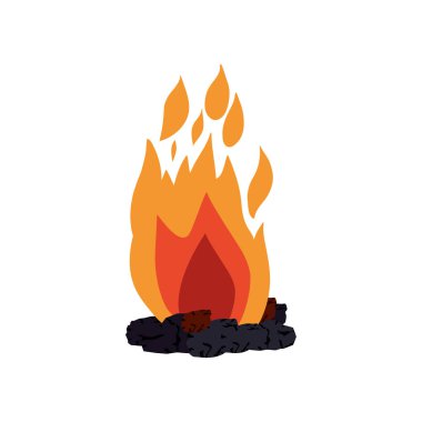 şenlik ateşi silüeti renk beyaz arka plan el ile çizilmiş