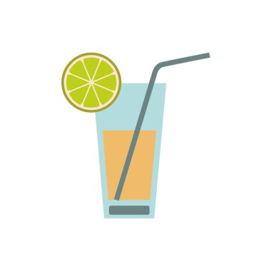 kokteyl içki limon dilimi ile renk siluet