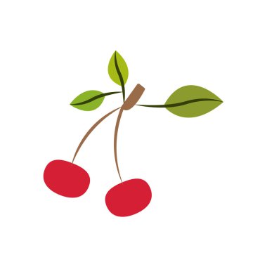 kiraz meyve kök ve yaprakları olan ve olmayan dağılımı ile renkli siluet