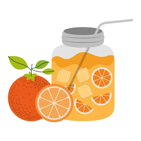 Silueta de color de la botella con refrescante bebida naranja — Archivo Imágenes Vectoriales
