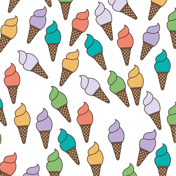 White background with pattern of ice cream cones — Stock Vector