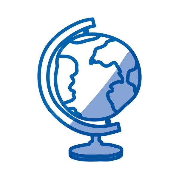 Blu ombreggiatura silhouette del globo terra disegnato a mano — Vettoriale Stock
