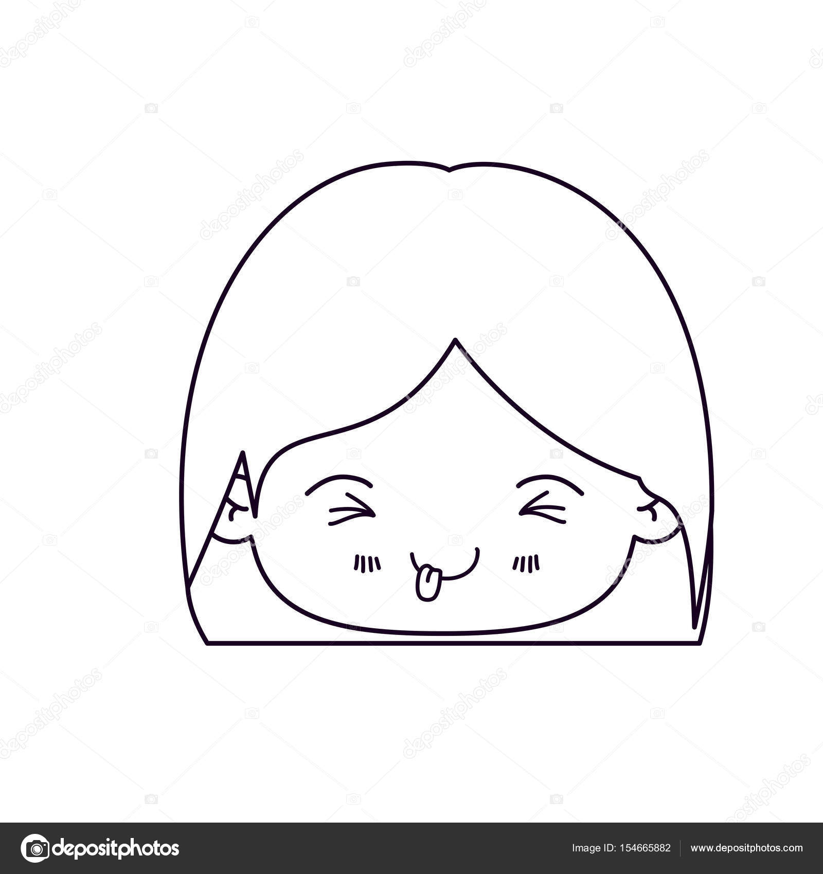 Monochrome Silhouette Of Facial Expression Funny Kawaii