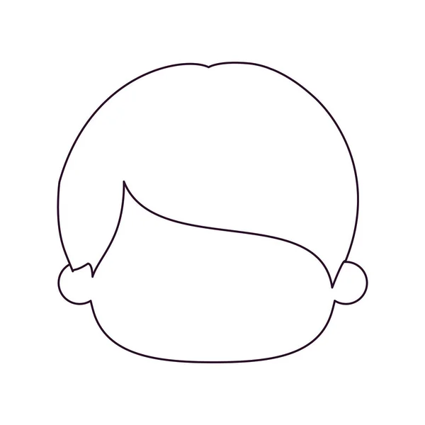Monochrome Silhouette des gesichtslosen Kopfes eines kleinen Jungen mit kurzen glatten Haaren — Stockvektor