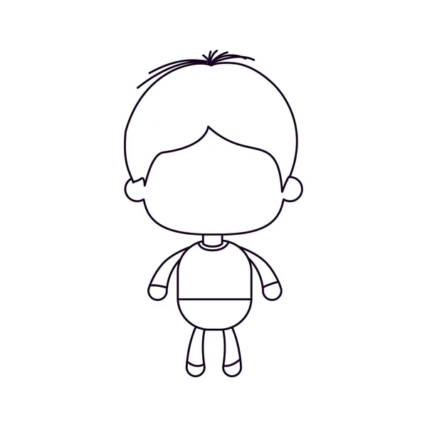 Monochrome silhouette of faceless little boy with short hair — Stock Vector