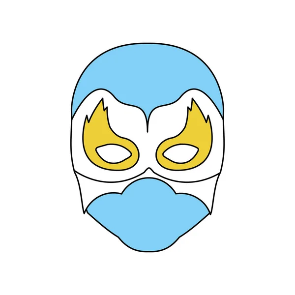 Синий силуэт с лицом человека в маске супергероя — стоковый вектор