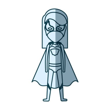 mavi siluet duran kız süper kahraman kısa düz saçlı ile