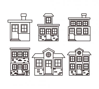 tek renkli arka plan ile küme evleri cephe