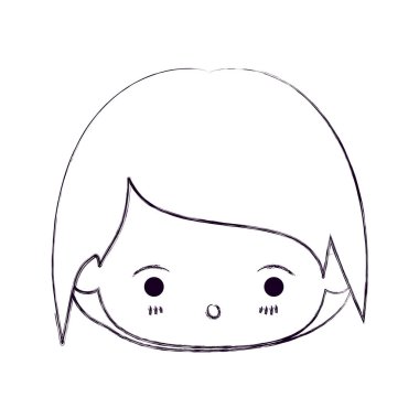 küçük çocuk kawaii başkanı sürpriz yüz ifadesi ile bulanık ince silüeti