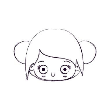 kawaii bulanık ince silüeti baş toplanan saçlı sevimli küçük kız