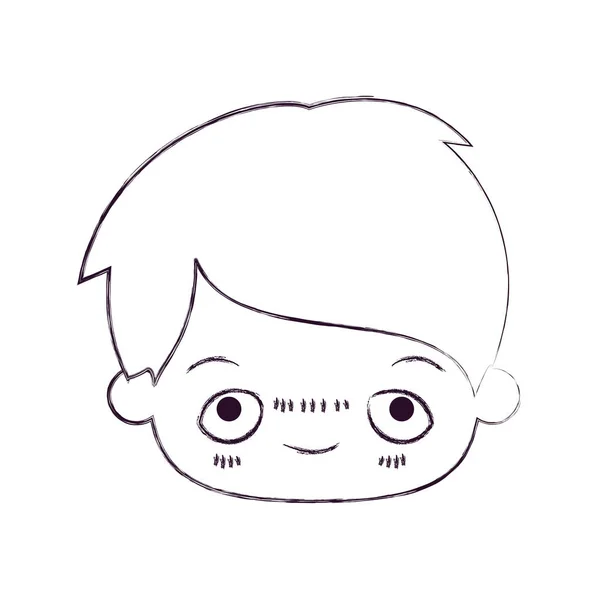Розмитий тонкий силует голови маленького хлопчика з сором'язливим виразом обличчя — стоковий вектор