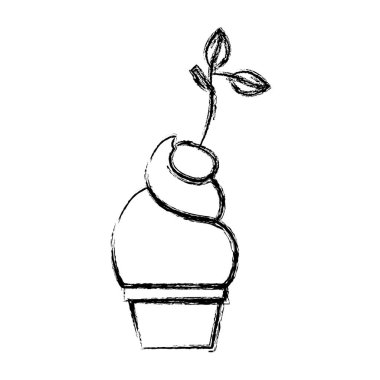 dondurma Kupası kiraz ile bulanık kalın siluet