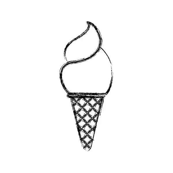 Silhouette épaisse floue de cône de crème glacée — Image vectorielle