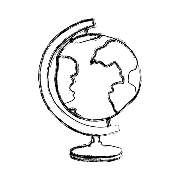 Sagoma spessa sfocata del globo terra disegnato a mano — Vettoriale Stock