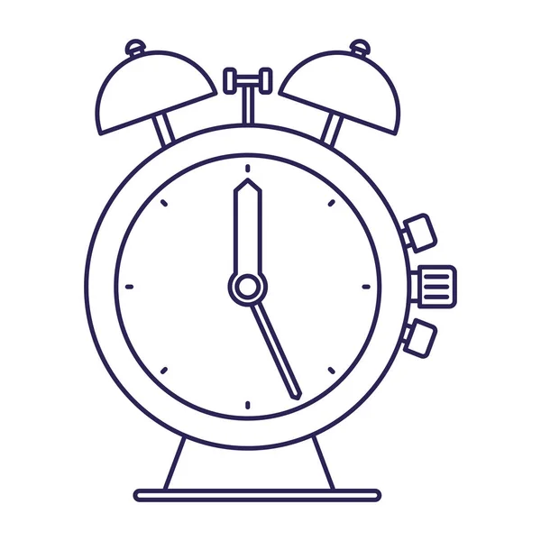 Contorno de línea púrpura de reloj despertador antiguo — Vector de stock