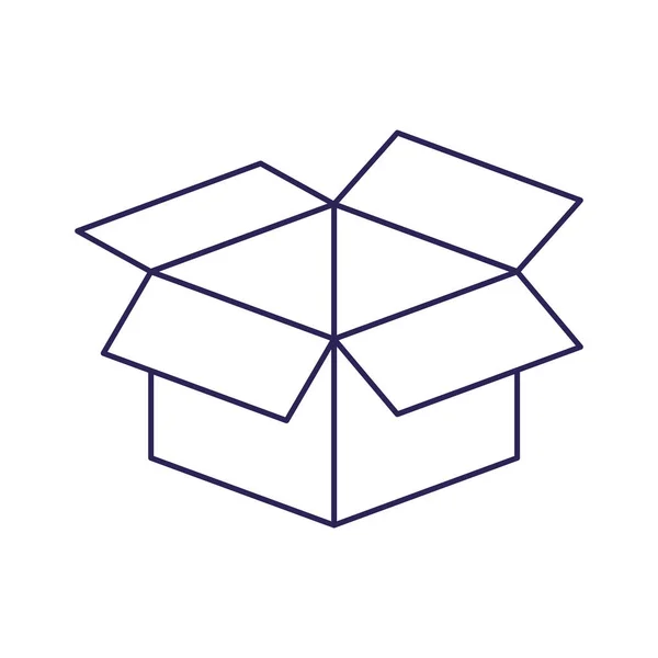Fialovou čáru obrysu box karton otevřen — Stockový vektor