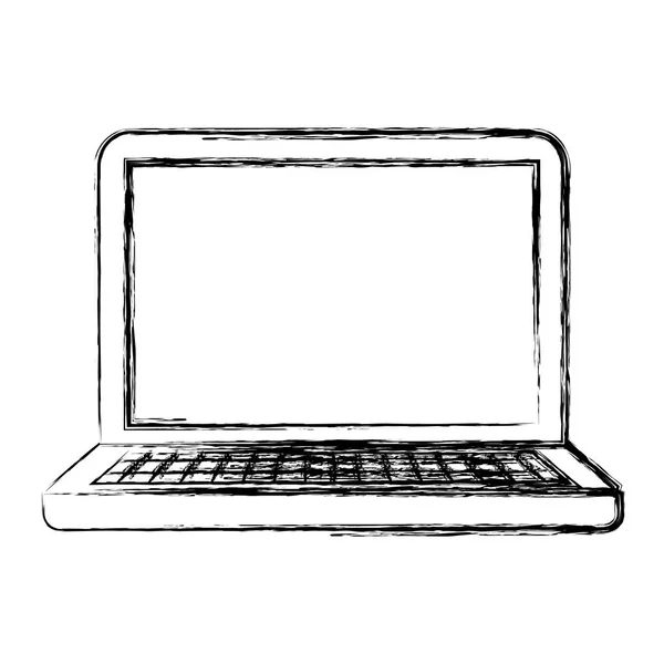 Silueta borrosa monocromática del ordenador portátil — Vector de stock