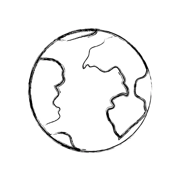 Silhouette floue monochrome de l'icône globe terrestre — Image vectorielle