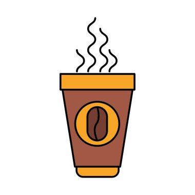 sıcak kahve ile tek kullanımlık Kupası renkli siluet