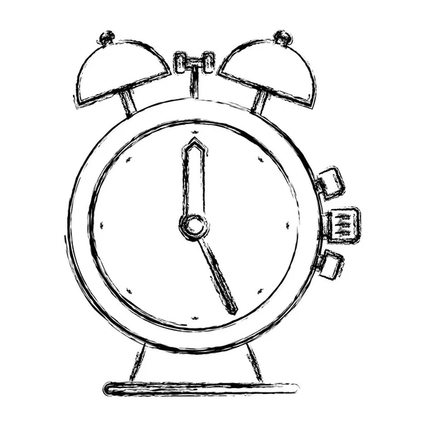 Monochrome blurred silhouette of antique alarm clock — Stock Vector