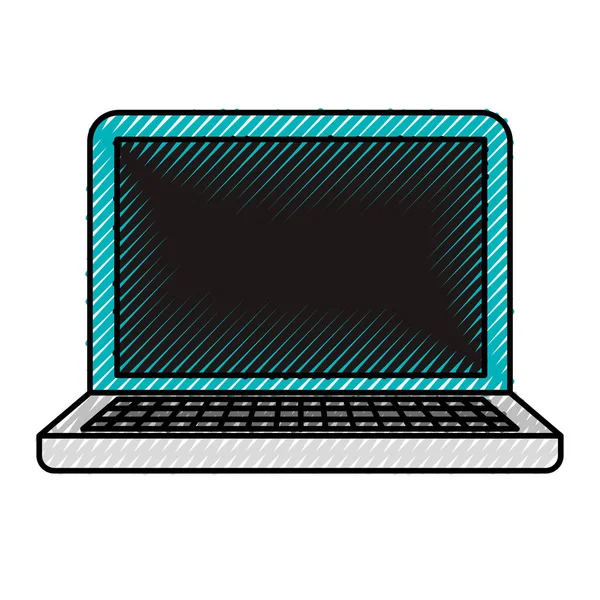 Színes zsírkréta silhouette a laptop számítógép — Stock Vector