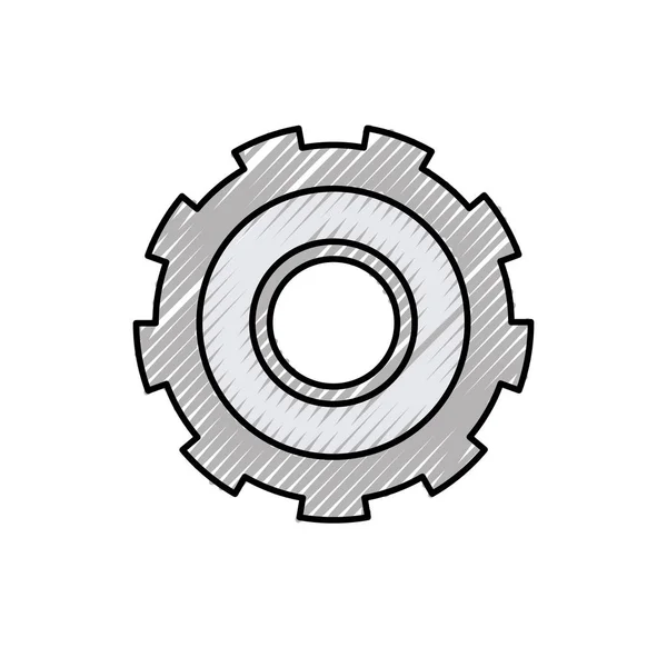 彩色的蜡笔轮廓的齿轮的轮 — 图库矢量图片