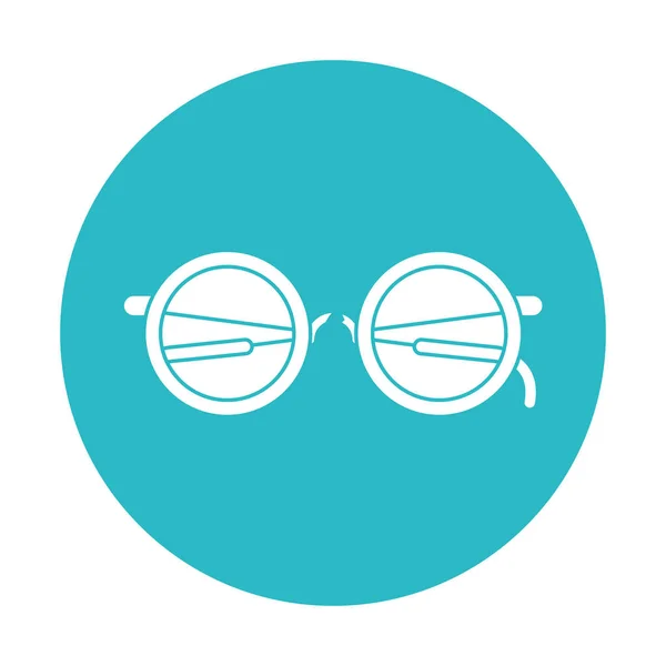 Cerchio azzurro con icona occhiali — Vettoriale Stock
