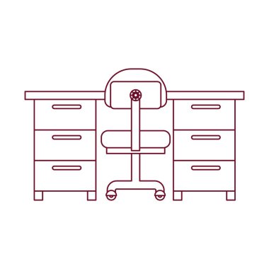 iş yerinde ofis iç koyu kırmızı çizgi kontur