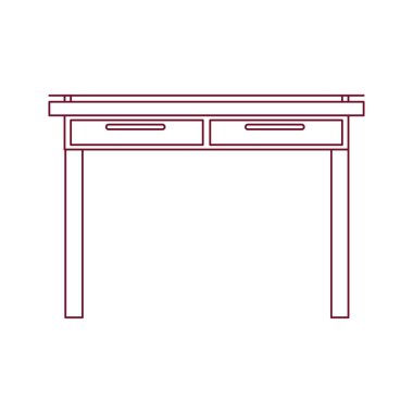 koyu kırmızı çizgi kontur basit ahşap ev büro