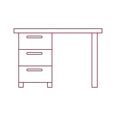 koyu kırmızı çizgi kontur Çekmeceli ahşap Ofis Masası