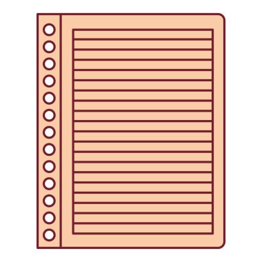 çizgili defter sayfasındaki boş koyu kırmızı çizgi kontur ile renkli grafik