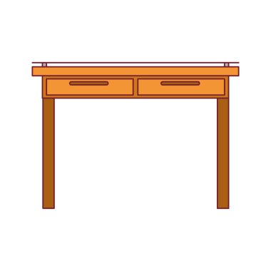 basit ahşap ev büro ile koyu kırmızı çizgi kontur olan renkli grafik