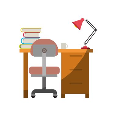 masa sandalye ve kitap ve lamba kontur ve yarı gölge olmadan eve renkli grafik