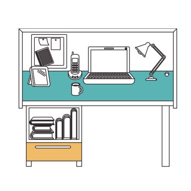 İşyeri ev ofis iç siluet renk bölümleri