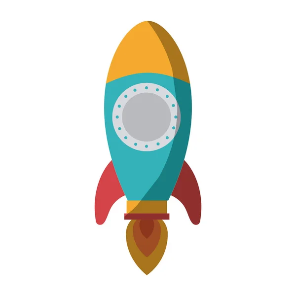 Silueta colorida de cohete espacial sin contorno y sombreado — Vector de stock
