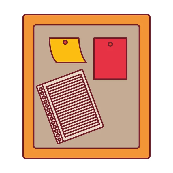 Colorido gráfico de panel de madera para notas con contorno de línea rojo oscuro — Archivo Imágenes Vectoriales