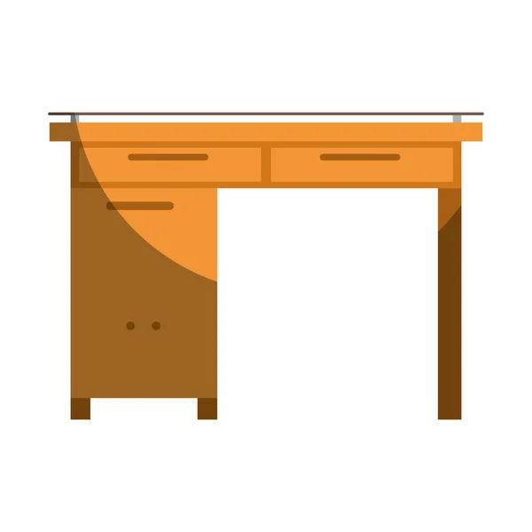 Bunte Grafik des hölzernen Schreibtischs ohne Kontur und Halbschatten — Stockvektor