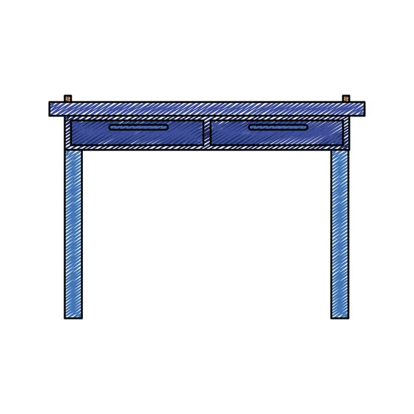 Farbstift Streifen Silhouette von einfachen hölzernen Schreibtisch zu Hause — Stockvektor