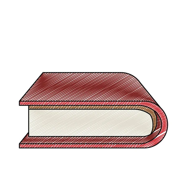 Couleur crayon rayure silhouette de livre épais avec couverture — Image vectorielle