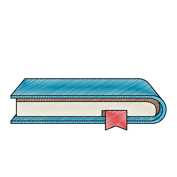 Farbstift-Streifen Silhouette des Buches mit Lesezeichen — Stockvektor