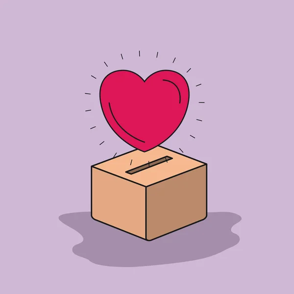 Színes kép háttér szív letétbe egy karton dobozban — Stock Vector