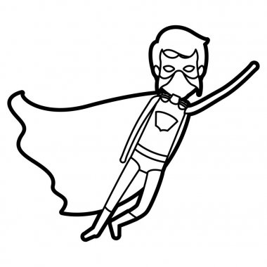 yüzü olmayan süper kahraman erkek uçan çapraz yönde duran tek renkli kalın kontur