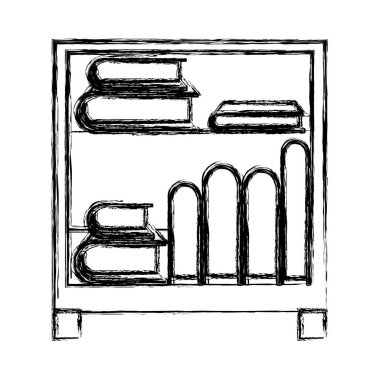 tek renkli dekoratif dolap tablo kitaplarla silüeti bulanık