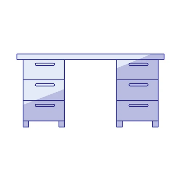 Silueta de sombreado azul de escritorio de oficina de madera — Vector de stock