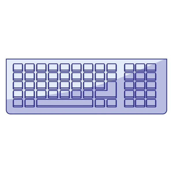 Silhouette d'ombrage bleu du clavier d'ordinateur — Image vectorielle