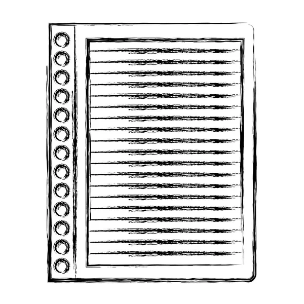 Silhueta monocromática desfocada de folha de caderno listrada em branco —  Vetores de Stock